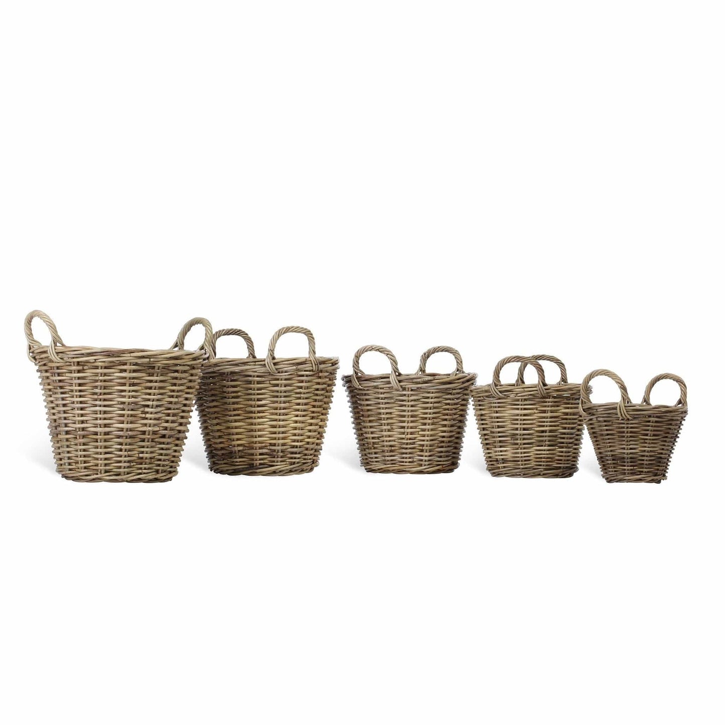 Set of 5 Rattan Log Baskets