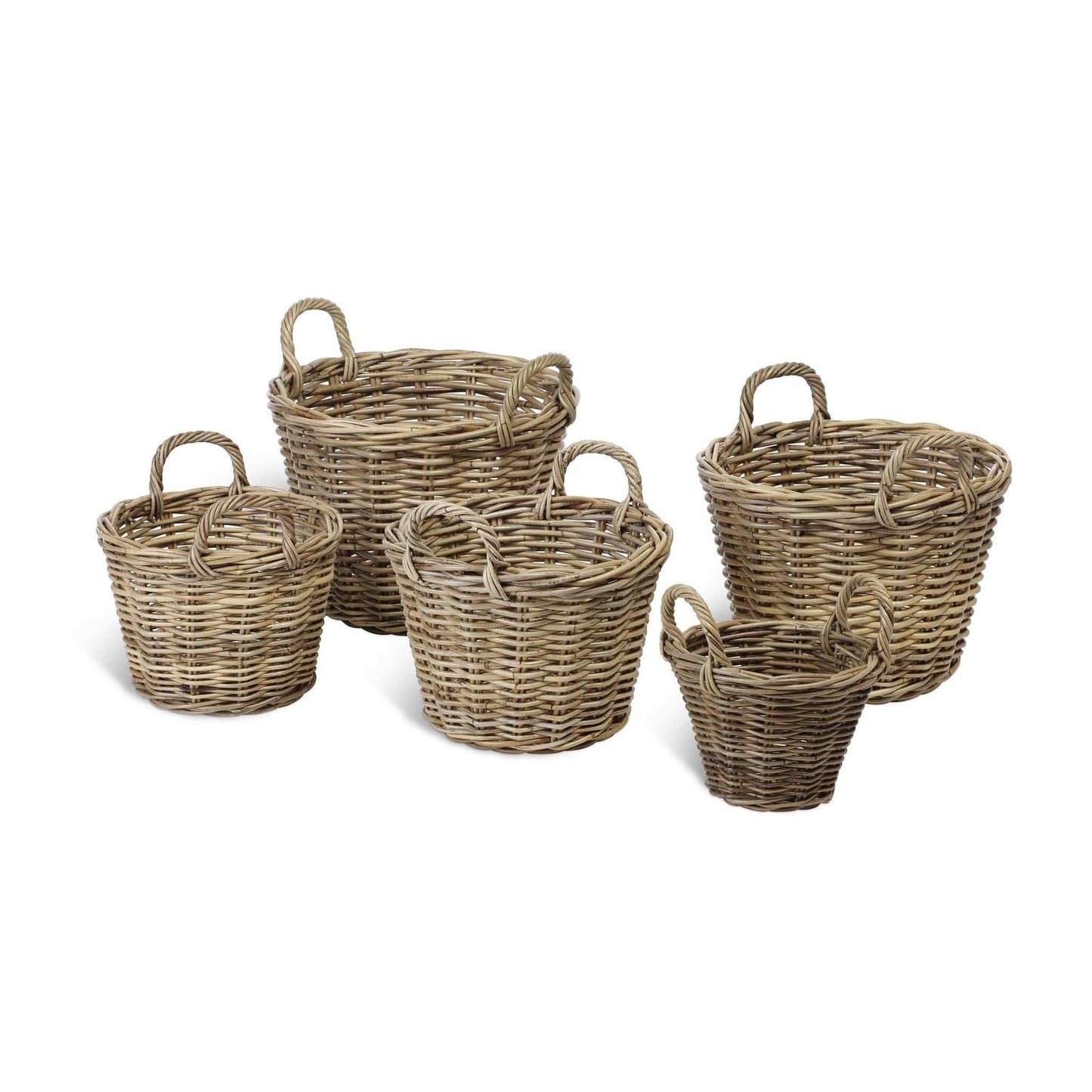 Set of 5 Rattan Log Baskets