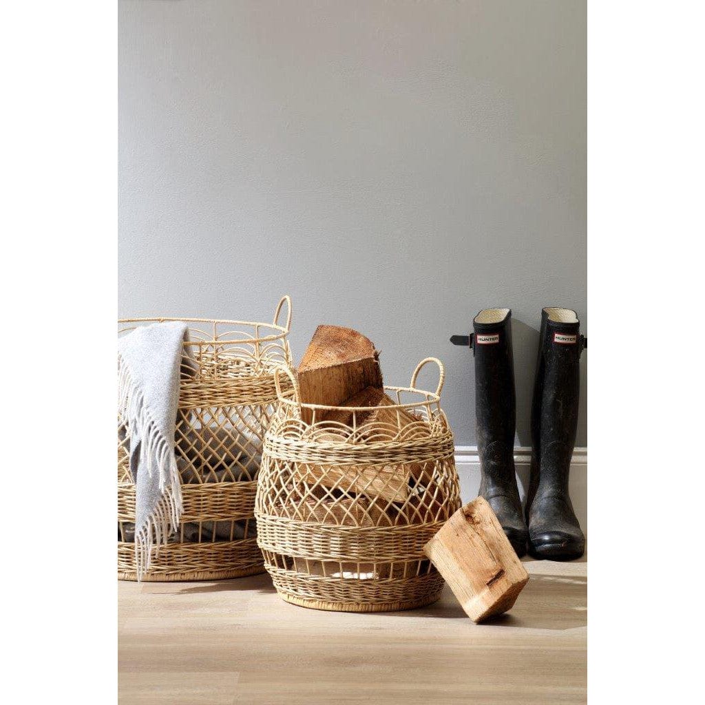 Set of 2 Natural Rattan Storage Baskets