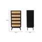 Venice Tall 5 Drawer Unit Rattan & Mango Wood in Black