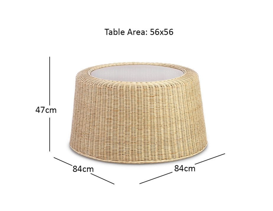 Natural Woven Rattan Round Coffee Table