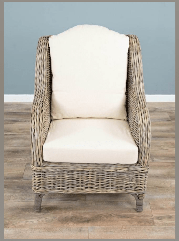 Jumo Natural Wicker Armchairs and Footstool Set