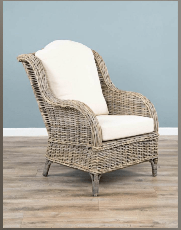 Jumo Natural Wicker Armchairs and Footstool Set