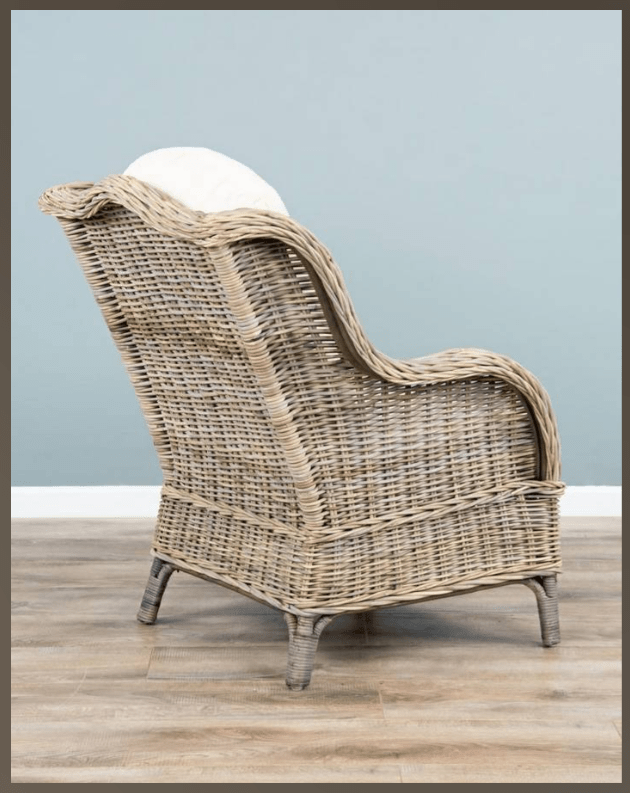 Jumo Natural Wicker Armchairs and Footstool Set