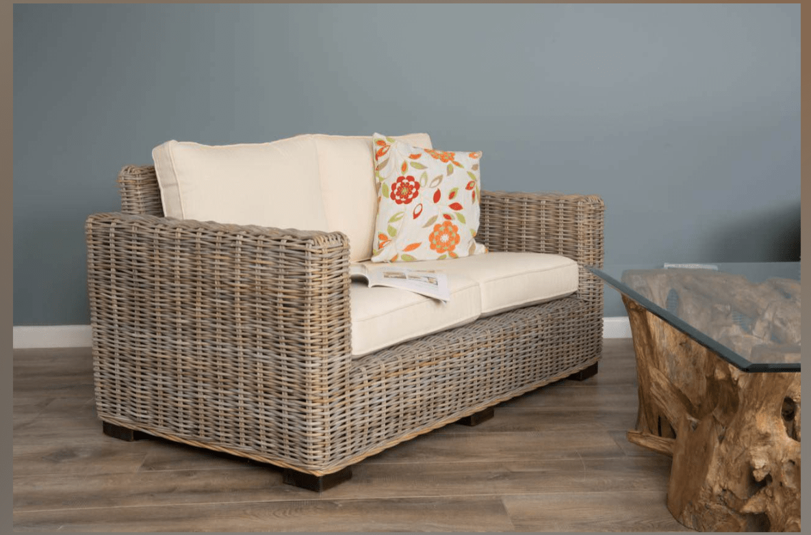 Java Natural Wicker Rattan 2 Seater Sofa