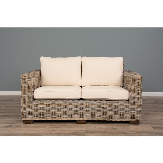 Java Natural Wicker Rattan 2 Seater Sofa