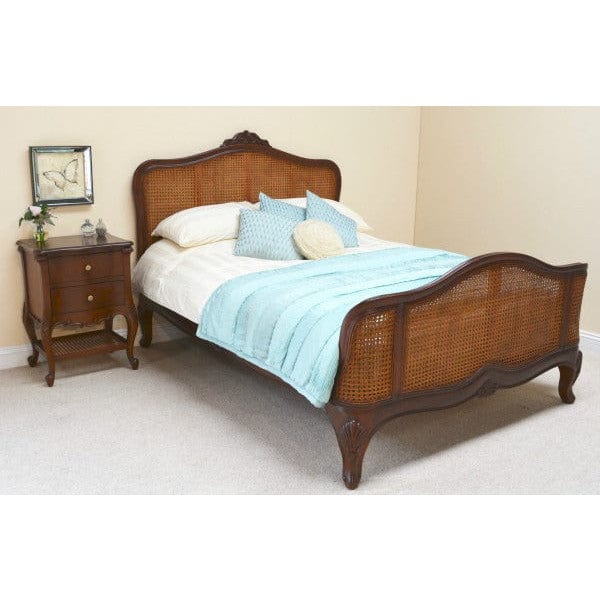 Elegance French Rattan Bed Frame - Waxed Mahogany