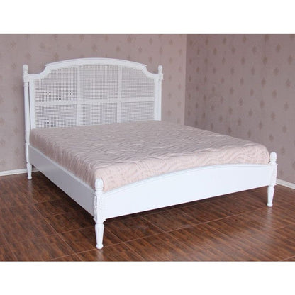 Clarissa Rattan Bed with Low Footboard - Wax Finish / White Paint