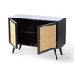 Manhattan 2 Door Sideboard Rattan & Wood Cabinet in Black