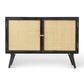 Manhattan 2 Door Sideboard Rattan & Wood Cabinet in Black