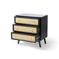 Venice 3 Drawer Chest Unit Rattan & Mango Wood in Black