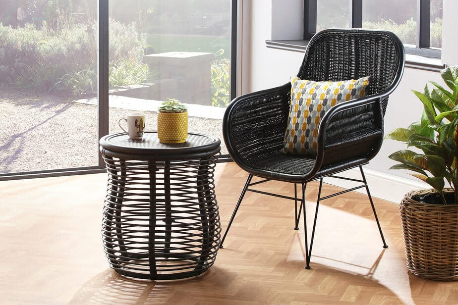 Black Porto Rattan Occasional Chair