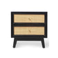 Venice 2 Drawer Bedside Table Rattan & Mango Wood in Black