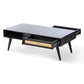 Manhattan Cane & Wood Coffee Table with Drawer and Open Shelf in Black