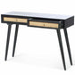 Manhattan 2 Draw Cane & Wood Console Table in Black