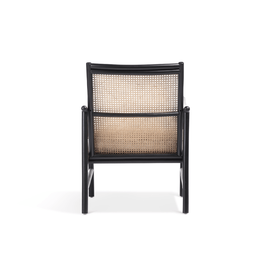 Borneo Black Wicker Chair with Boucle Latte Cushion