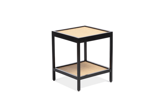 Manhattan Mango Wood and Cane Webbing Side Table in Black