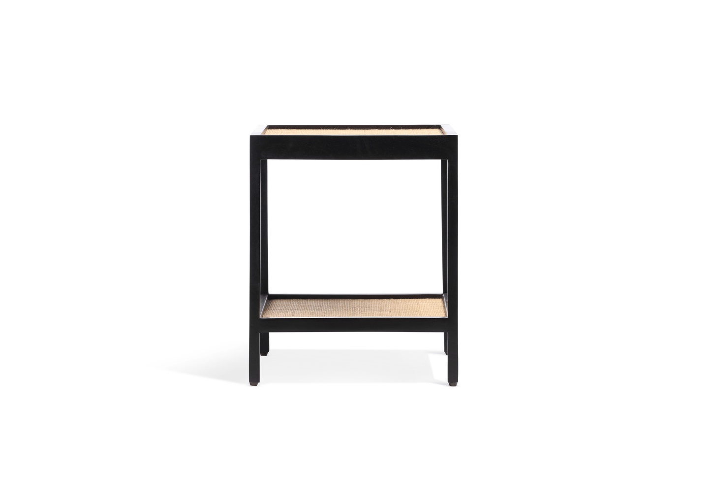 Manhattan Mango Wood and Cane Webbing Side Table in Black