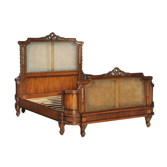 Antoinette French Rattan Bed Frame - Mahogany