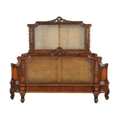 Antoinette French Rattan Bed Frame - Mahogany