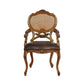 Hampton French Rattan Chair With Brown Leather Seat