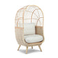 Natural Rattan Cocoon Chair in Smooth Beige Cushion