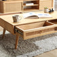 Manhattan Cane & Wood Coffee Table with Drawer and Open Shelf in Natural