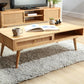 Manhattan Cane & Wood Coffee Table with Drawer and Open Shelf in Natural