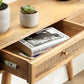 Manhattan 2 Draw Cane & Wood Console Table in Natural