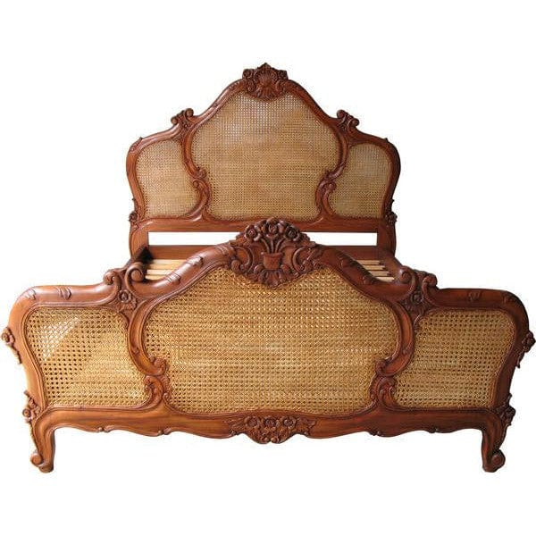 French Arch Rattan Bed Frame - Mahogony