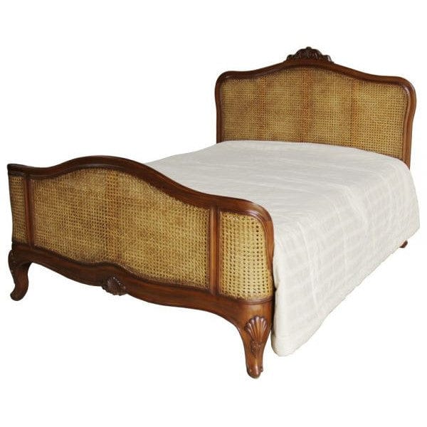 Elegance French Rattan Bed Frame - Waxed Mahogany