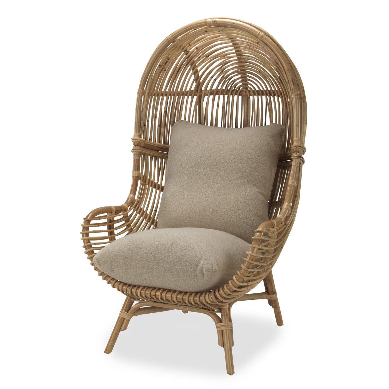 Loft Chair Natural Rattan in Latte Boucle Fabric