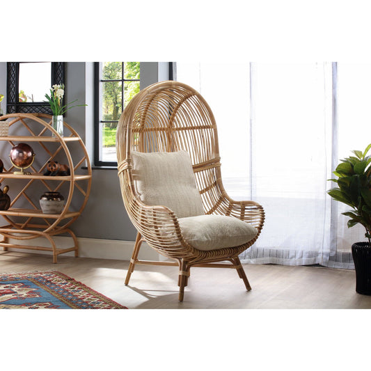 Loft Chair Natural Rattan in Jasper Beige/Cream Fabric