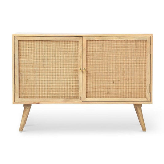 Manhattan 2 Door Sideboard Rattan & Wood Cabinet in Natural