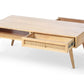 Manhattan Cane & Wood Coffee Table with Drawer and Open Shelf in Natural