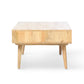 Manhattan Cane & Wood Coffee Table with Drawer and Open Shelf in Natural