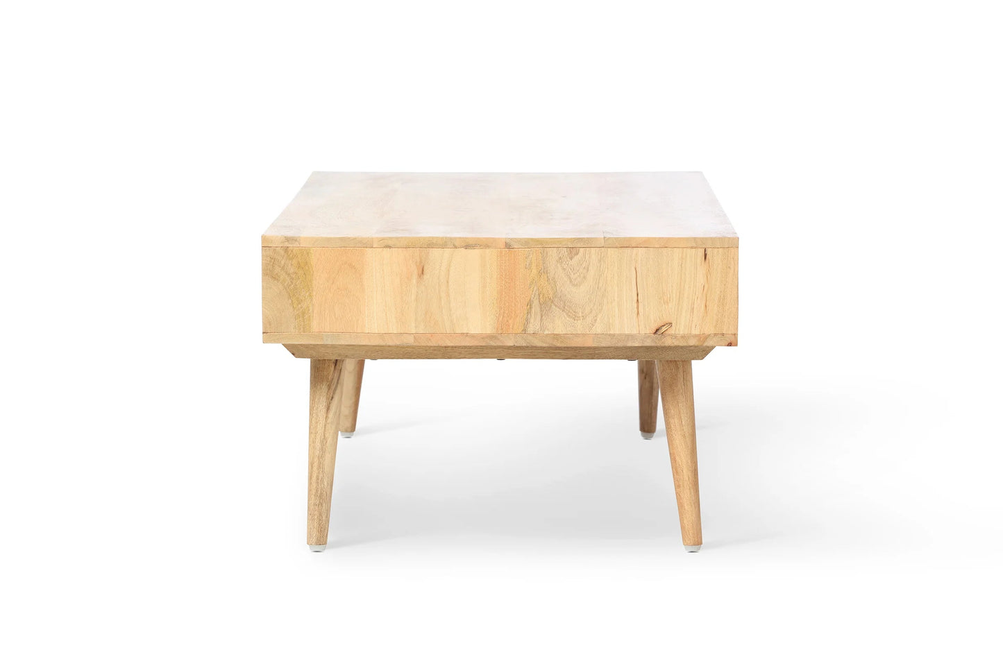 Manhattan Cane & Wood Coffee Table with Drawer and Open Shelf in Natural