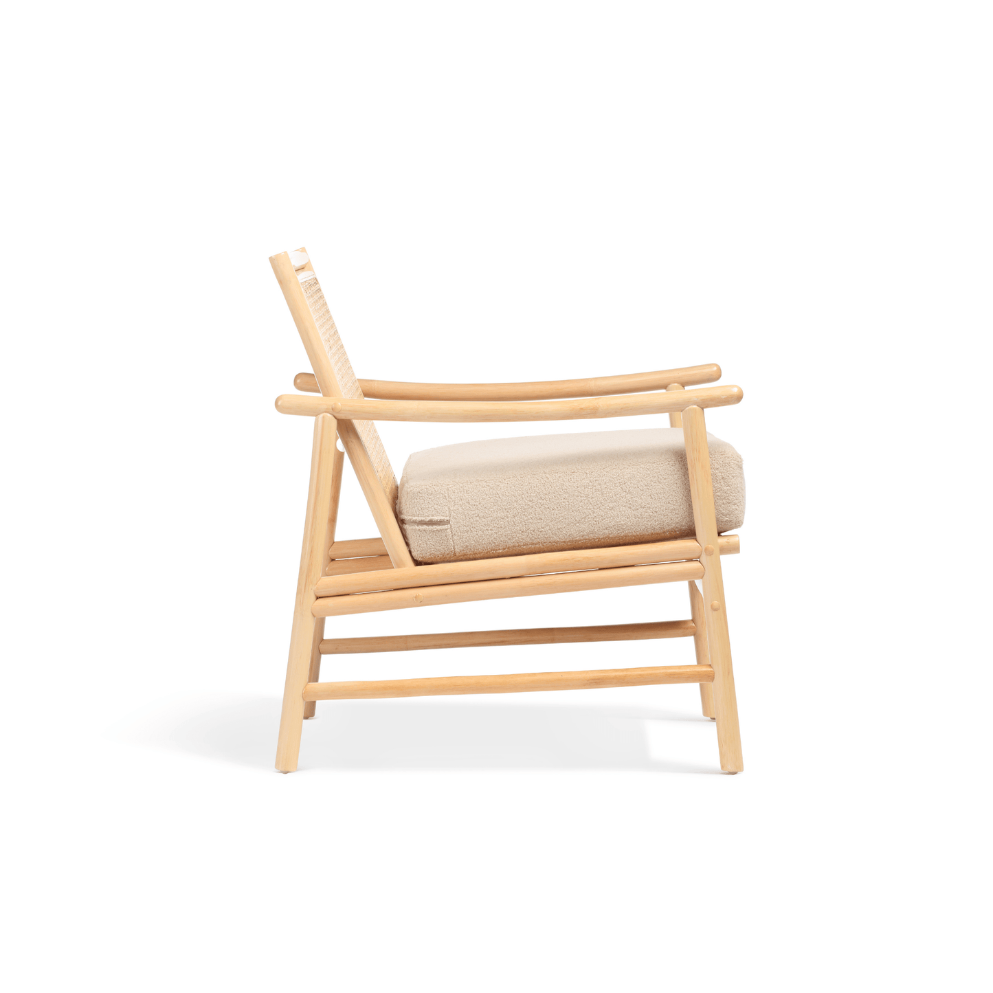 Borneo Natural Wicker Chair with Boucle Latte Cushion