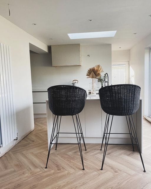 Set of 2 Black Rattan Porto Bar Stool Chairs