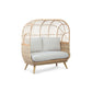 Natural Rattan Cocoon Sofa – Smooth Beige Cushion