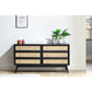 Venice Wide 6 Drawer Chest Unit Rattan & Mango Wood in Black