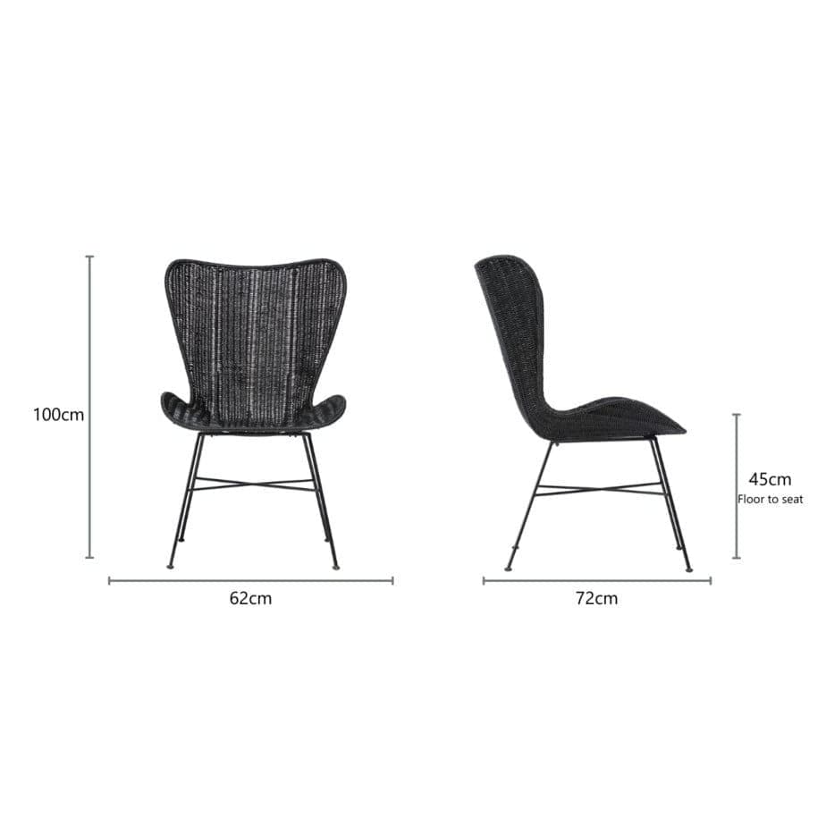 Black Rattan Porto Wing Dining Chair