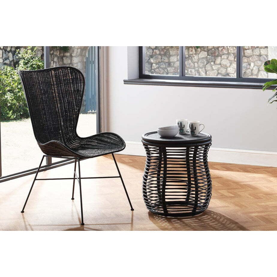 Black Rattan Porto Wing Dining Chair