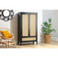 Venice Double Wardrobe with Drawer Rattan & Mango Wood in Black