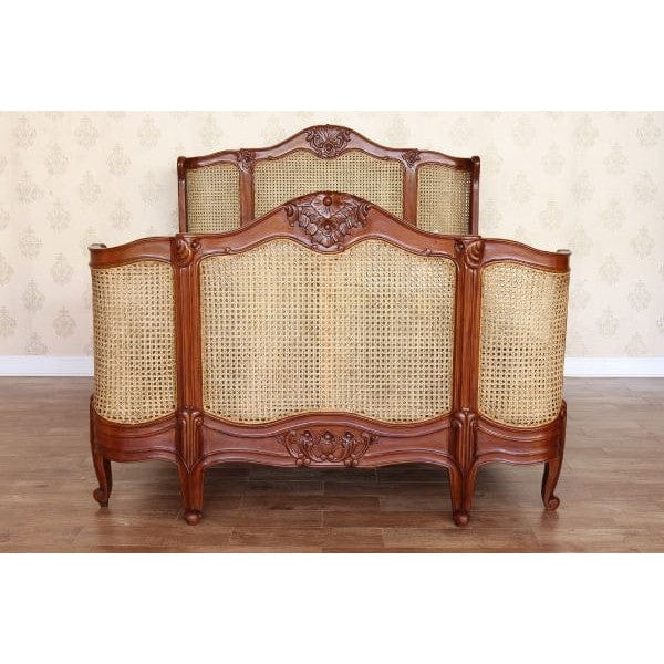 French Curved Rattan Bed Frame