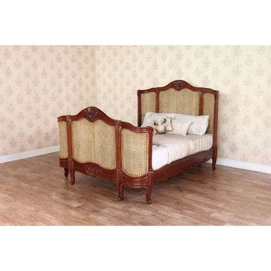 French Curved Rattan Bed Frame