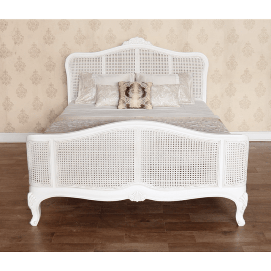 Elegance French Rattan Bed Frame - White