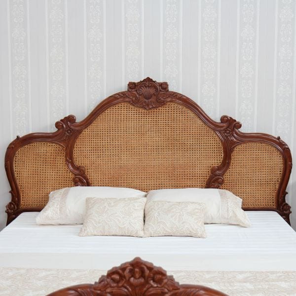 French Arch Rattan Bed Frame - Mahogony