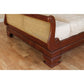 Mahogany French Rattan Sleigh Bed