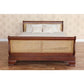 Mahogany French Rattan Sleigh Bed